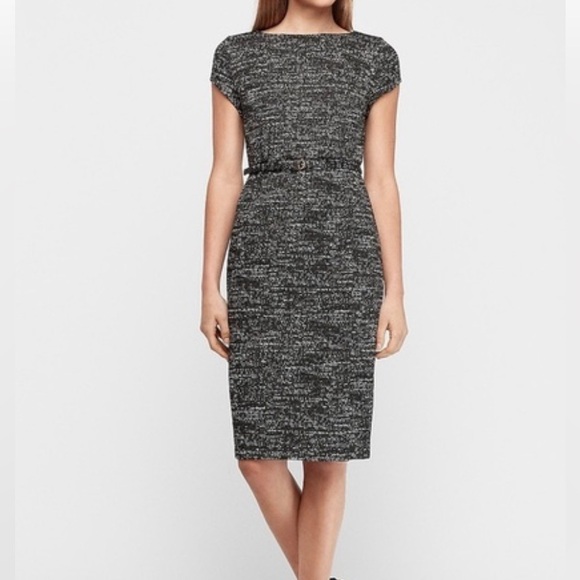 EXPRESS Chic Black and White Tweed Dress - Picture 1 of 6